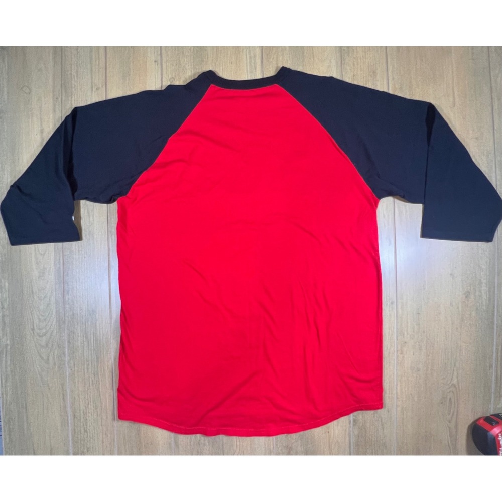 Birds Champion T Shirt Mens XL Raglan 3/4 Sleeve Baseball Graphic‎ Tee Red Black - Picture 2 of 8